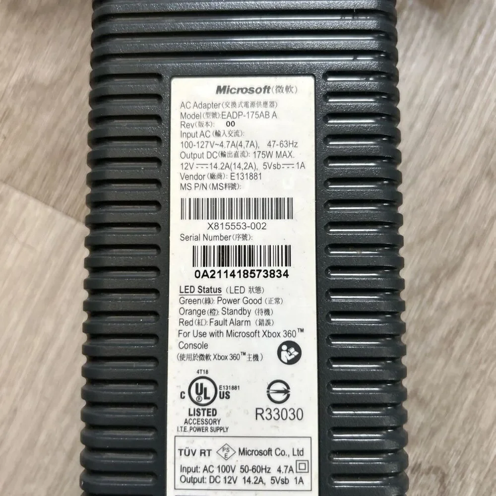 Microsoft Xbox 360 Power Supply EADP-175AB A 175W AC Adapter Genuine OEM Tested